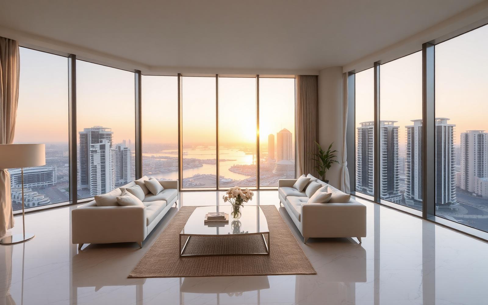 Pristine luxury Dubai apartment with marina view, professionally cleaned